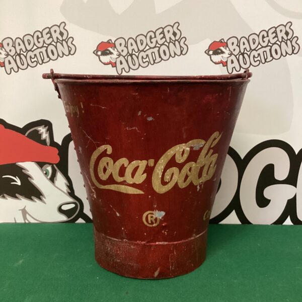 Vintage Coca Cola galvanised bucket with classic branding.