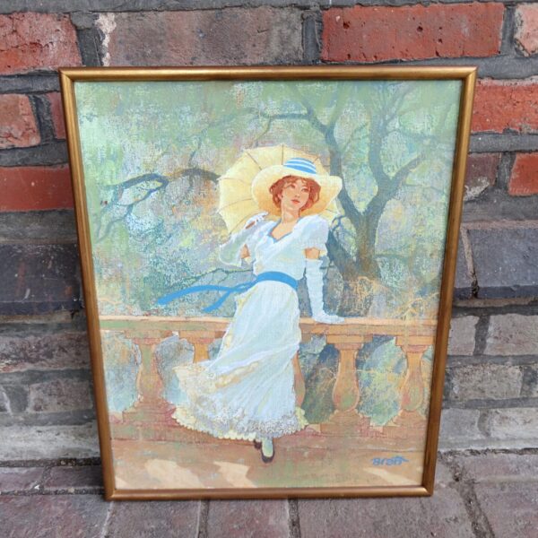 Elegant Victorian lady oil painting by Brant, a beautiful antique portrait.