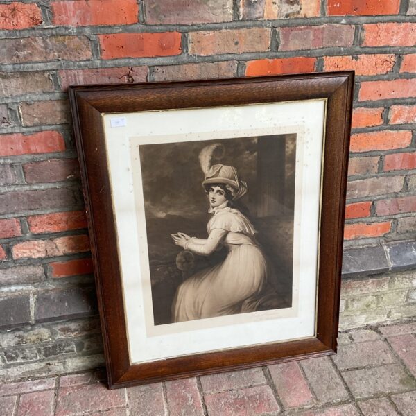 Antique 1905 mesotint portrait of Lady Hamilton by Henry Graves.