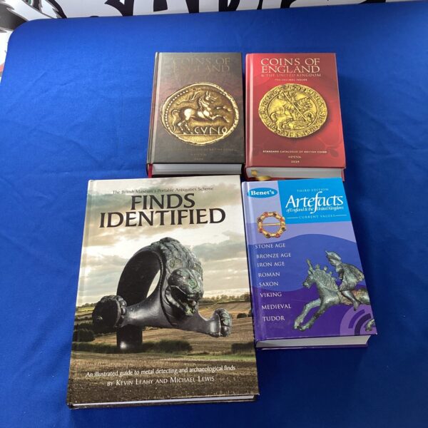 Metal detecting books lot including Coins of England and Finds Identified.