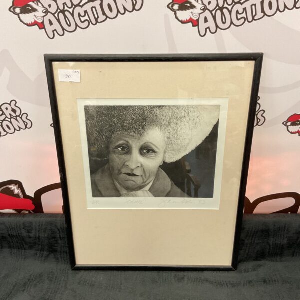 Vintage etching portrait of Colette by Annie Hole, 20th century art.