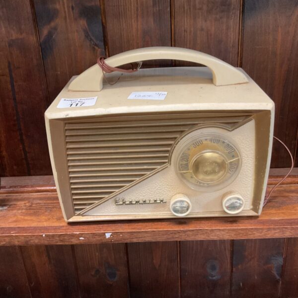 Vintage Champion shortwave radio, front view.