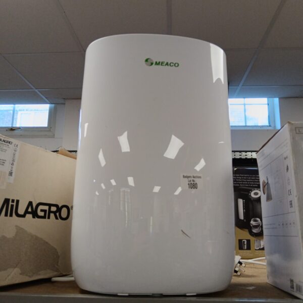 White Meaco dehumidifier, vintage home appliance for moisture control.