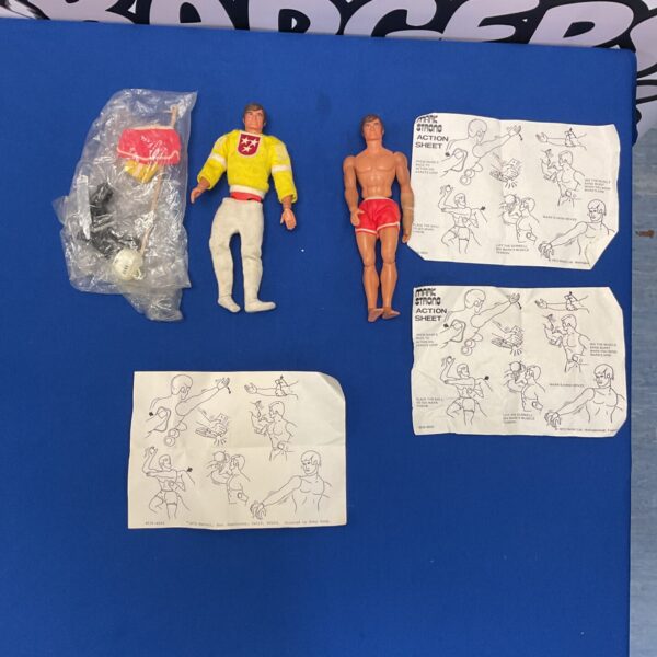 Vintage 1971 Mattel Mark Strong action figure with action sheet.
