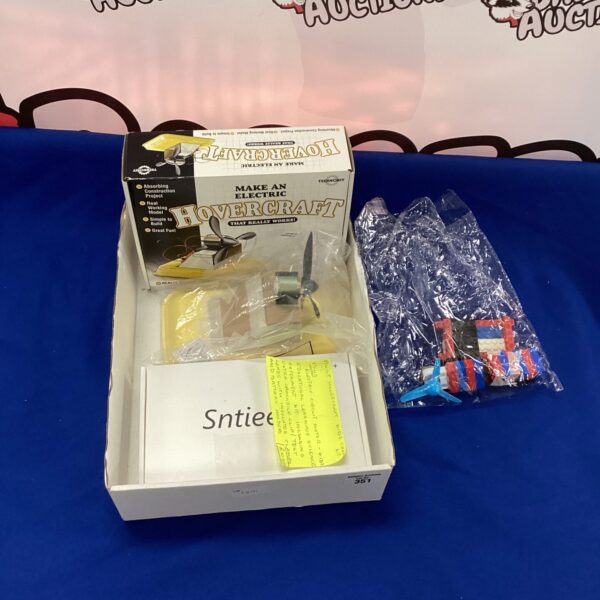 Vintage "Make A Hovercraft" kit packaging and contents.