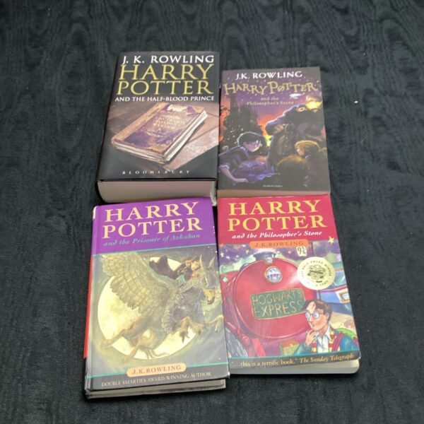 Lot of four Harry Potter books by J.K. Rowling.