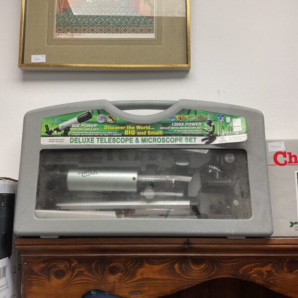 Vintage Orbitor telescope and microscope set, classic science kit.