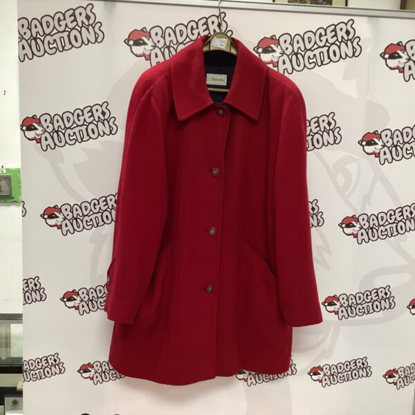 Red Astraka ladies jacket size 12, classic vintage style.