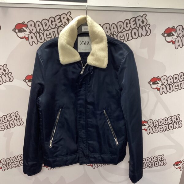 Dark Zara flying jacket size small, classic bomber style.