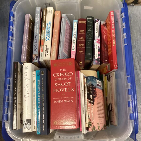 Mixed book lot with self-help and fiction novels.