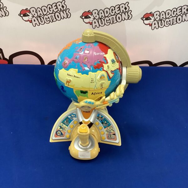 Colourful Vtech children's globe with continents and oceans.