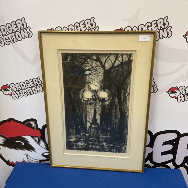 Vintage mid century lithograph signed Furstenburg Paris, depicting a Parisian scene.