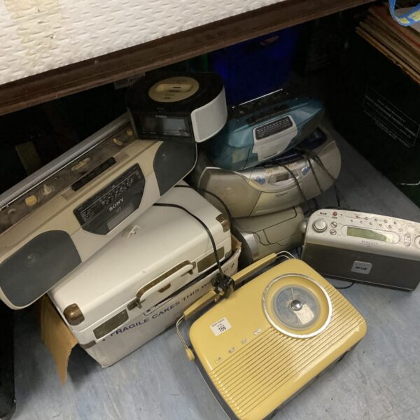 Vintage radios lot featuring Roberts DAB and Sony models.