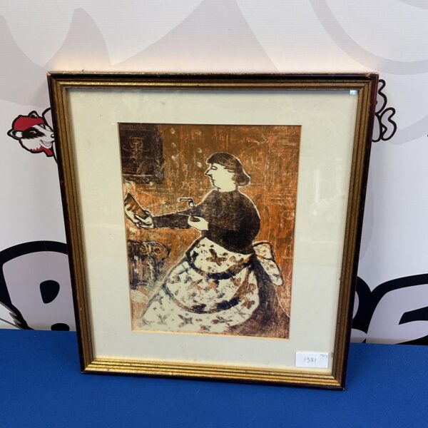 Vintage 20th-century lithograph of a housekeeper in portrait.