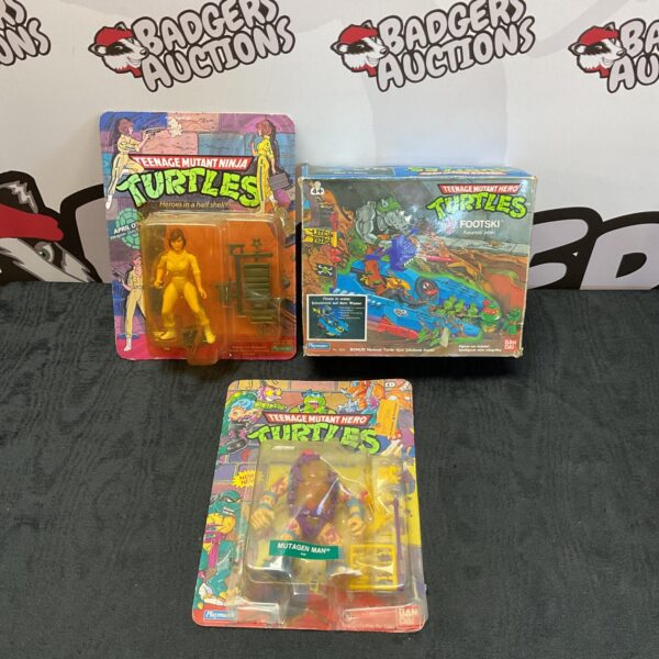 Vintage Teenage Mutant Ninja Turtles figures lot, April O'Neil, Mutagen Man, Footski.