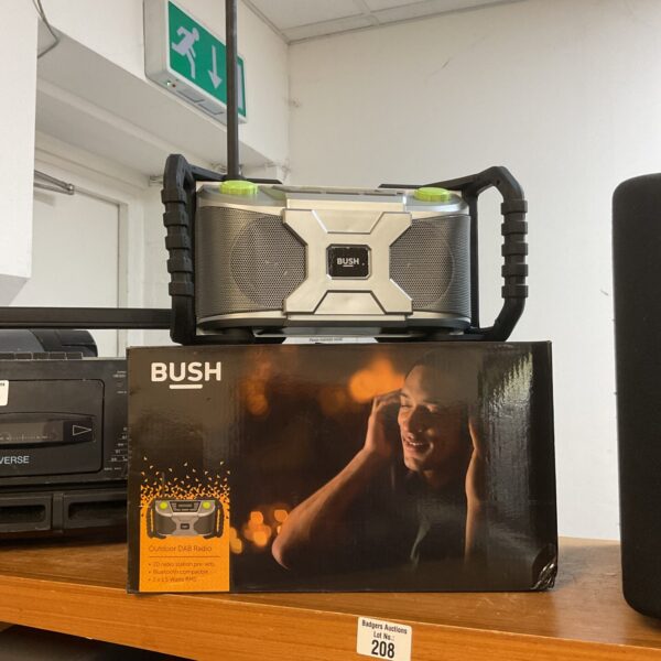 Bush outdoor DAB radio, portable digital FM radio receiver.