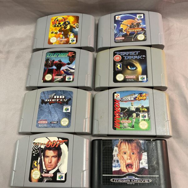 Nintendo 64 and Sega Mega Drive game cartridges lot for collectors.