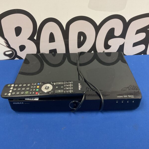 Humax HDR-Fox T2 receiver with remote control for Freeview TV.