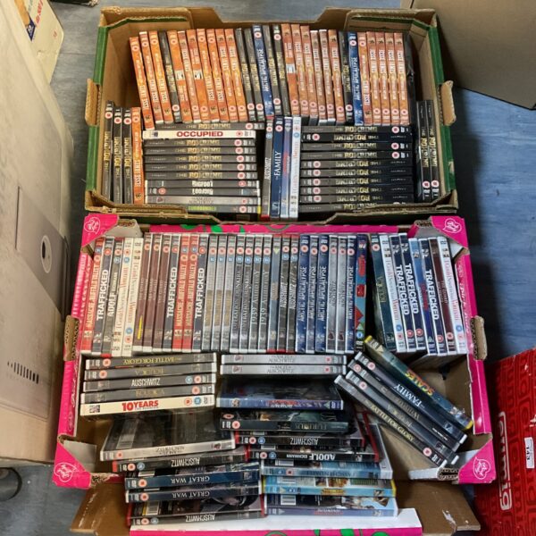 Sealed DVD lots with titles including The Bombing and Jesse James.