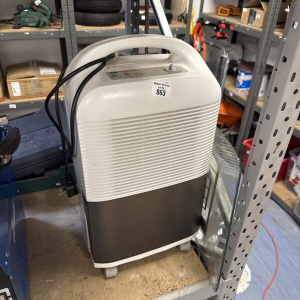 White Widetech WDH-101P dehumidifier for moisture removal.