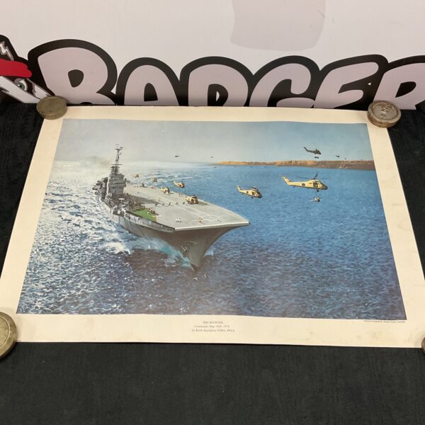 Detailed print of HMS Bulwark Commando ship by Keith Shackleton.