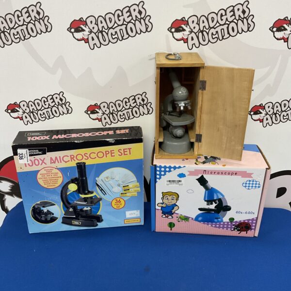Vintage children's microscope set for science education.