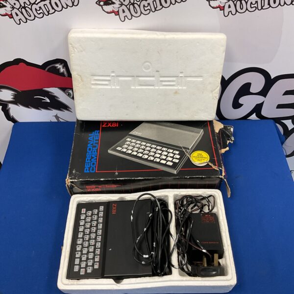 Boxed Sinclair ZX81 computer, a vintage 8-bit home computer.