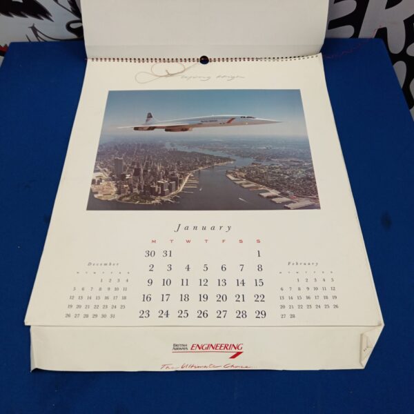 Vintage 1989 British Airways Concorde calendar featuring the supersonic jet.