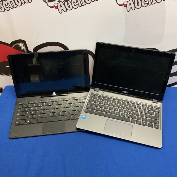 Front view of an Acer Chromebook and Fusion laptop.