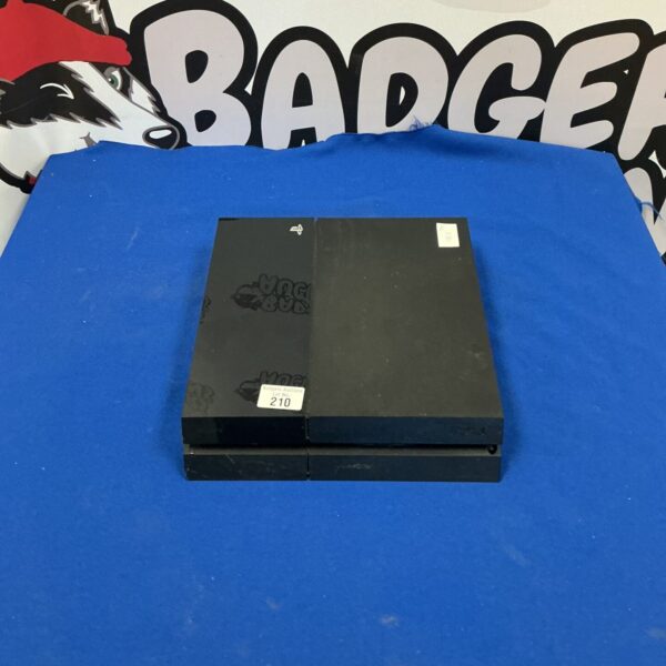Black Sony PlayStation 4 console, model CUH-2115A, for gaming enthusiasts.