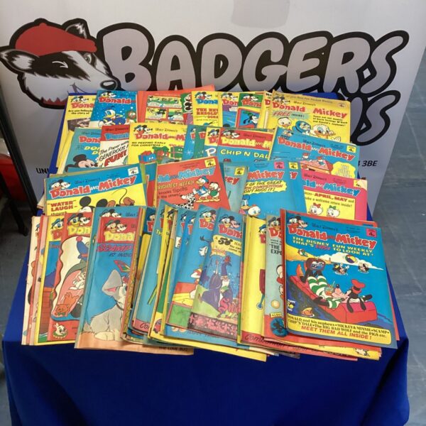 Vintage lot of Disney Donald Duck and Mickey Mouse comics.