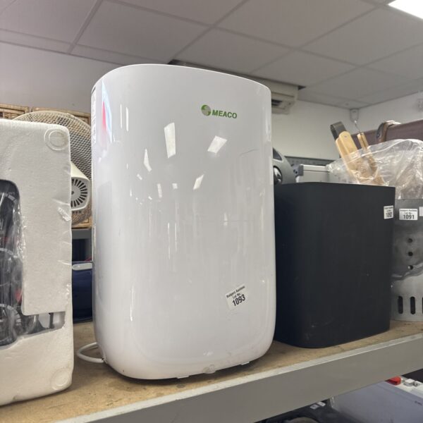 White Meaco dehumidifier appliance for removing moisture from the air.