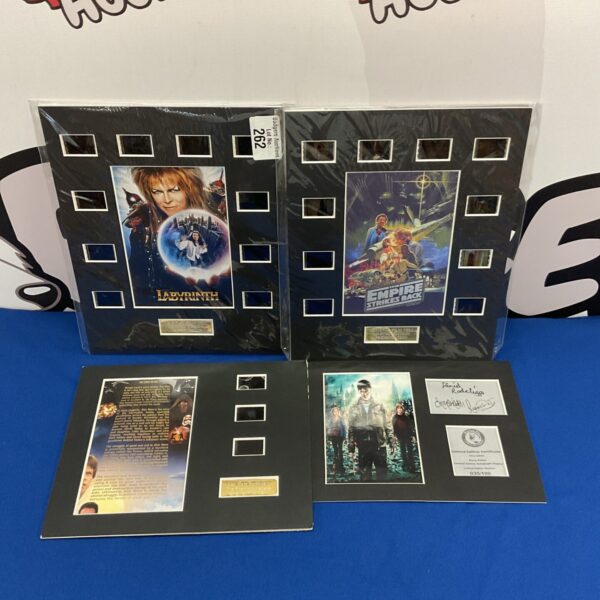 Film cell collection featuring Labyrinth, Star Wars, and Harry Potter movie frames.