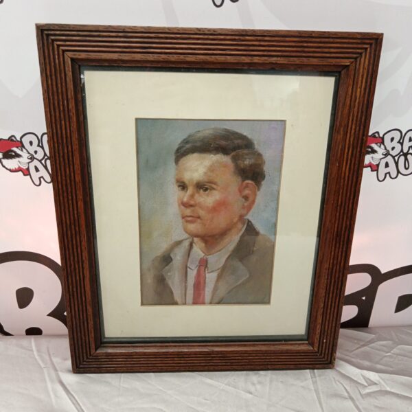 Vintage oil painting portrait of Alan Turing, the computer scientist.