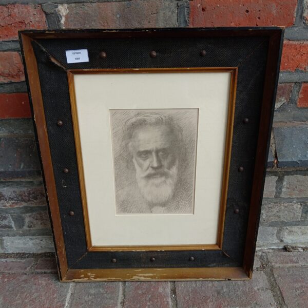 Framed early 20th-century lithograph portrait of Alphonse Legros.