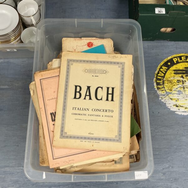 Vintage Bach sheet music collection for piano, classical music scores.