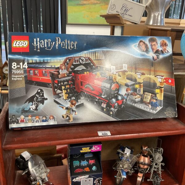 Lego Harry Potter Hogwarts Express 75955 train set on display.