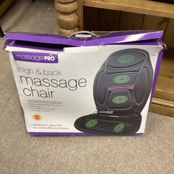 Massage Pro chair with heat function for back and thigh relief.