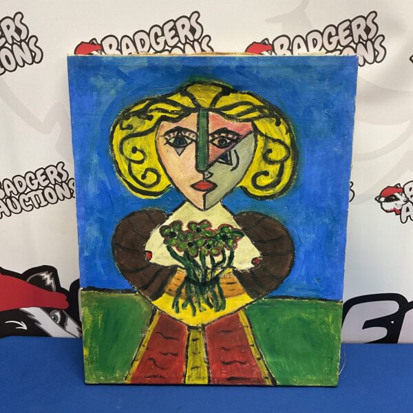 Vintage oil painting portrait of Olga Khokhlova in modernist style.