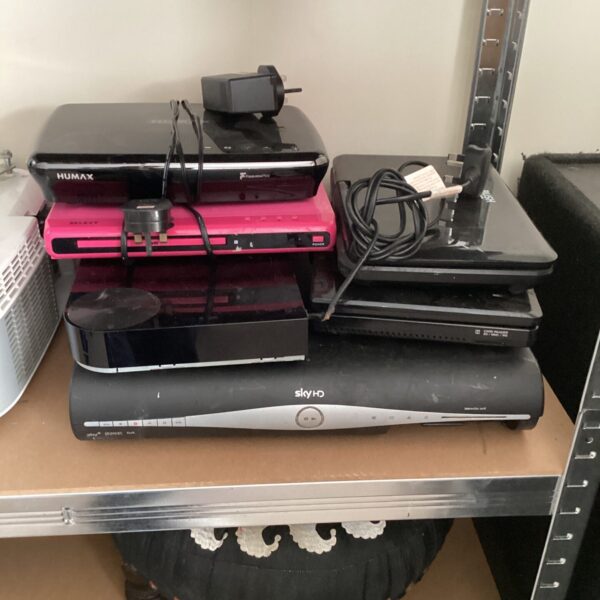 Sky HD box and Humax Freeview box bundle for home entertainment.