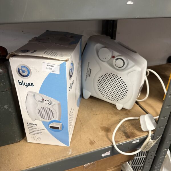 Boxed Blyss 2200w fan heater for portable heating.