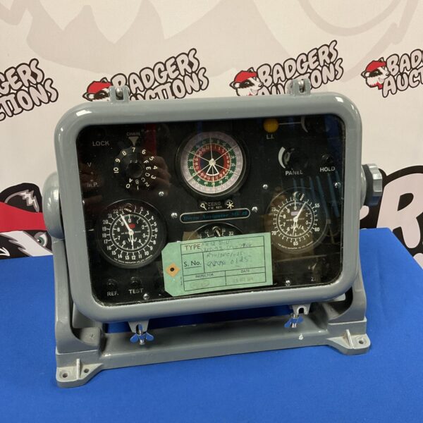 Front view of a vintage Decca Navigator Mk12 marine navigation unit.