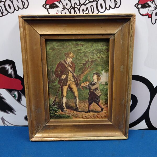 Antique 19th-century Joseph Martin Kronheim print of a boy and squirrel.