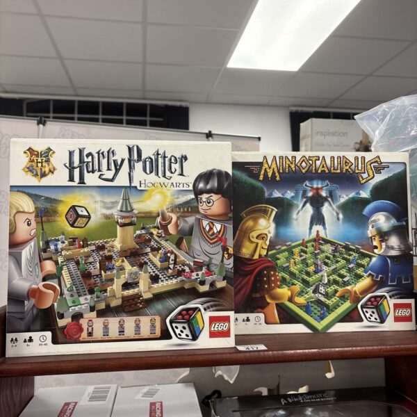 Lego Harry Potter and Minotaurus playsets in boxes.