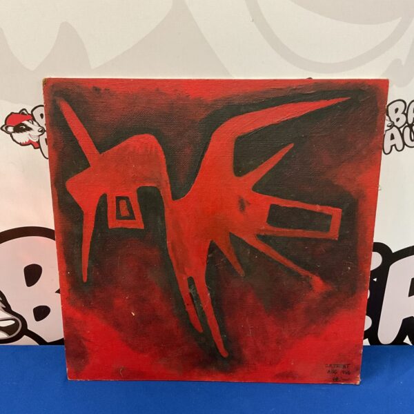 1966 abstract oil painting by D r trent, vibrant mid-century modern art.