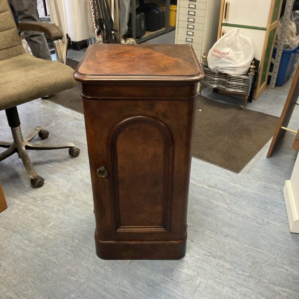 Antique mahogany night cupboard with a figured walnut finish.