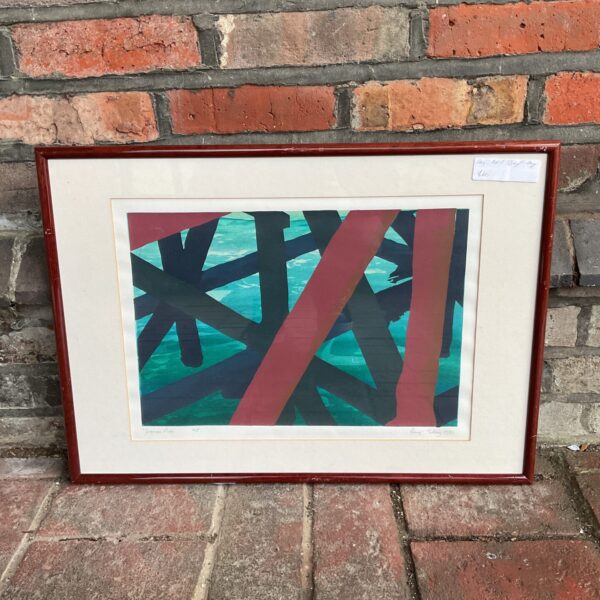 Vibrant Beryl Tilley lithograph print of Cromer Pier, Norfolk coastline.