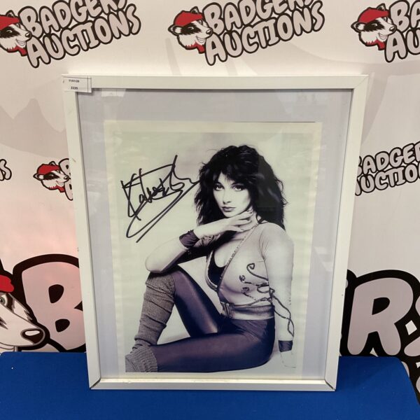 Vintage black and white photograph of Kate Bush, a striking 1980s portrait.