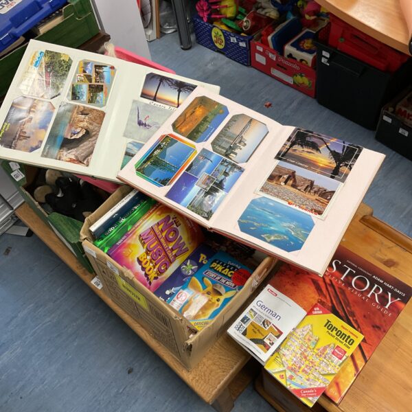 Pokémon books and Kew Gardens postcard albums collection.