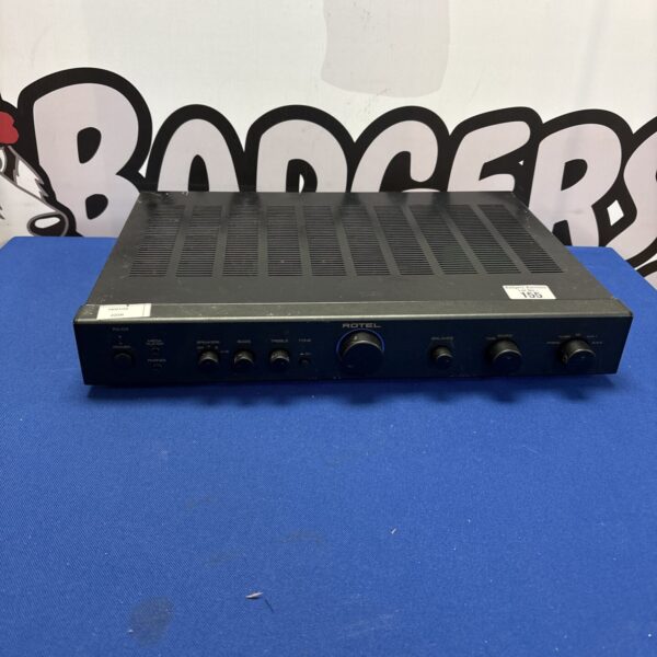 Front view of vintage Rotel RA-04 integrated amplifier.
